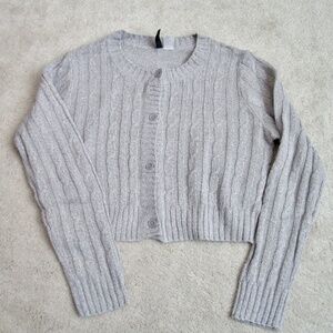 Divided By H&M Cropped Light Grey Buttoned Sweater Size M For Women